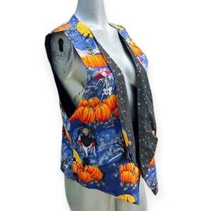 🎃✨ Handmade Vintage Reversible Halloween Vest – Medium 👻